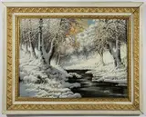 WINTER SCENE by Milkos Neogrady, oil on canvas, sold Apr 2023
