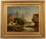 LANDSCAPE PAINTING by Alexandre Defaux, oil on canvas, sold Apr 2023