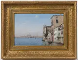 MEDITERRANEAN VENICE SCENE by Martín Rico, oil on canvas, sold Apr 2023