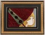 MIXED-MEDIA COMPOSTION PORTRAIT PAINTING by Stephen White, mixed media on panel, sold Apr 2023
