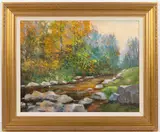 EVENING GLOW LANDSCAPE PAINTING by Fran Speight, oil on canvas, sold Apr 2023