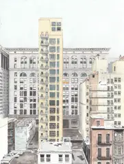 Drury Street High Rise in Philadelphia by Francis Hsueh, 2020, Watercolor on cold press paper, sold Mar 2021