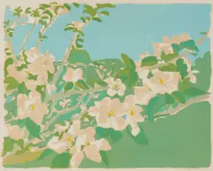 Apple Blossoms II by Fairfield Porter, 1974, lithograph on Arches paper, sold Mar 2021