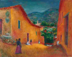 Street in Taxco (Mexico) by Clara Klinghoffer, oil on canvas, sold Mar 2021