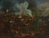 Untitled (Battle scene) by August M. Young, 1858, oil on canvas, sold Mar 2021