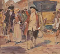 New To The City by Arthur E. Becher, watercolor on paper, sold Mar 2021