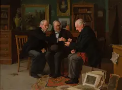 Untitled (Antiquarians) by Louis Henry Charles Moeller, 1900, oil on canvas, sold Mar 2021