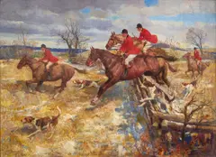 Fox Hunt by Arthur E. Becher, 1949, oil on canvas, sold Mar 2021
