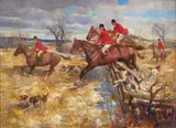 Fox Hunt by Arthur E. Becher, 1949, oil on canvas, sold Mar 2021