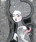 Satellite Fade-Out 2 by Del Kathryn Barton, 2011, synthetic polymer paint, gouache, watercolour and ink on polyester canvas, sold Nov 2014