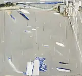 Sydney Harbour In The Rain by Brett Whiteley, 1976, oil and mixed media on canvas and Perspex, sold Nov 2014