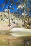 Waterhole And Ram by Arthur Boyd, c.1981, oil on canvas on composition board, sold Nov 2014