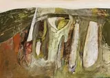 The Hill by Brett Whiteley, c.1960, oil, gouache and pencil on card on board, sold Nov 2014