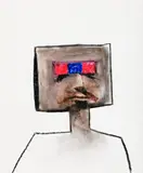 Ned Kelly by Sidney Nolan, 1956, wax crayon on paper, sold Nov 2014