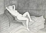 Study For ‘The Mertz Nude’ by John Brack, 1965, conté on paper, offered Nov 2014