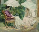 CHATTING, c.1910-15 also known as ‘Causerie’ by Rupert Bunny, oil on canvas, offered Aug 2014