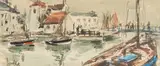 Honfleur, le port by Fernand Herbo, Aquarelle, sold Dec 2021