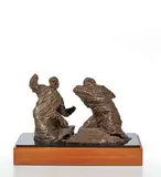 Deux personnages drapés by Patricia Zurini, Épreuve en bronze à patine mordorée, sold Dec 2021