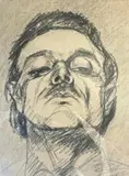 Portrait d'homme (autoportrait ?) by Armand Henri Nakache, Crayon et fusain ON Y JOINT : Un paysage figurant un arbre (encadré sous verre), sold Nov 2021