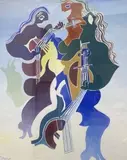 Musiciens by Michel Moreno, Gouache, sold Nov 2021