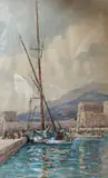 Le Port de Menton by Charles Weisser, Crayon et aquarelle, sold Nov 2021