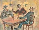 Au café by Roland Dubuc, 1976, Aquarelle gouachée, sold Apr 2019