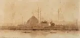 Constantinople vue de la Corne d'Or by Théodore Frère, 1853, Lavis d'encre brune rehaussé de gouache signé, sold Feb 2019
