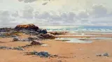 Plage à marée basse by Warren Willians, Aquarelle gouachée, sold Feb 2019