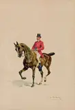 Habit rouge by Charles-Fernand de Condamy, Gouache signée vers le bas vers la droite, sold Feb 2019