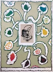 Composition by Pierre Alechinsky, Lithographie en couleur signée et numérotée, sold Apr 2019