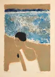 Jeune femme devant la mer by André Brasilier, Lithographie en couleur, sold Apr 2019