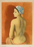 Nu assis au turban bleu by Moïse Kisling, Aquatinte en couleur, sold Apr 2019