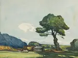 Paysage au grand arbre by Marcel Mettenhoven, 1928, Aquarelle signée et datée en bas à droite; située et datée en bas à gauche au crayon, sold Apr 2019