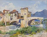 Le vieux pont de Sospel by Gunnar Widforss, 1912, Aquarelle sur papier, sold Apr 2019
