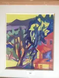 Paysage cubisant by Gabriel Robin, Aquarelle gouachée signée en bas à droite, sold Apr 2019