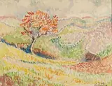 Paysage valloné by Edouard Fer, Aquarelle, sold Apr 2019