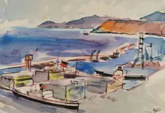 Le port d'Oran by Janine Marca, Aquarelle, sold Apr 2019