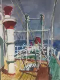 Marseille - Tunis à bord Hammamet» by Maurice Tisseyre, 1974, Aquarelle gouachée, sold Apr 2019