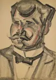 Homme à la moustache by Pierre Belay, 1926, Crayon gras, sold Apr 2019