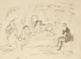 Le jeune homme et les filles», circa 1927 by Jules Pascin, Lavis d'encre et aquarelle sur papier, timbre de la signature en bas à droite, sold Apr 2019