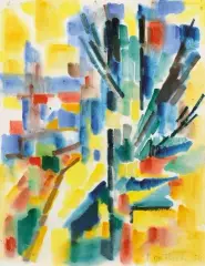 Composition by Pierre Dmitrienko, 1954, Aquarelle, sold Apr 2019