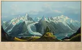 Vue de la Chaîne du Mont-Blanc prise depuis La Flégère, circa 1820 by Jean Dubois, Aquatinte gouachée, sold Mar 2019