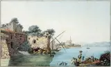 A Evian by Carl Ludwig Hackert, 1781, Aquarelle sur trait gravé, sold Mar 2019