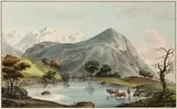 Vue du Lac de Chède by Albanis Beaumont, 1787, Aquarelle sur trait gravé, sold Mar 2019