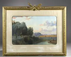 Vue de la campagne romaine by Pierre Girard, 1865, Aquarelle, sold Feb 2024