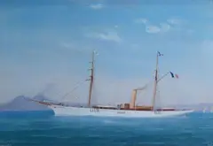 Le Maroussia, yacht du duc d'Orléans by François de Gentil Baichis, Gouache, sold Feb 2024