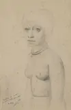 Portrait d'Aïcha en buste dénudé, octobre 1929 by Moïse Kisling, Crayon et estompe dédicacé A Aïcha en souvenir de notre belle jeunesse, sold Dec 2023