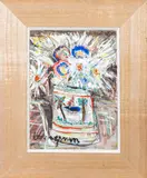 Bouquet de fleurs by Lucien Génin, Gouache sur papier, sold Jun 2024