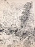 La Fourvoirie, entrée du désert de la Grande Chartreuse by Paul Huet, Crayon noir, traces de craie blanche, sold Jun 2024