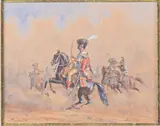 Hussard à cheval by Auguste Sébastien Bénard, Aquarelle, sold Jun 2024